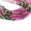 Fine Quality Natural Watermelon Tourmaline Israel Cut Micro Faceted Beads Strand Length 14 Inches & Sizes from 2.5mm Approx